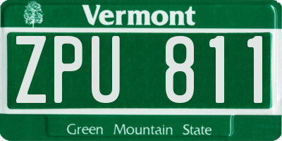 VT license plate ZPU811