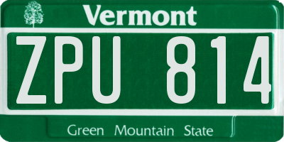 VT license plate ZPU814