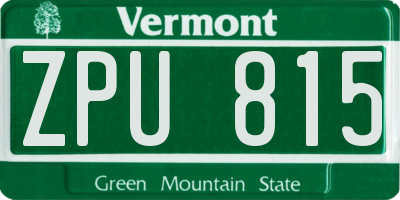 VT license plate ZPU815