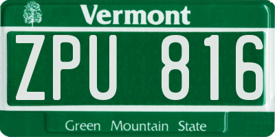 VT license plate ZPU816