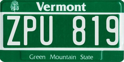 VT license plate ZPU819