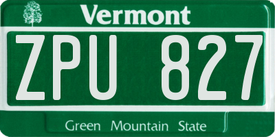 VT license plate ZPU827