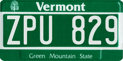 VT license plate ZPU829