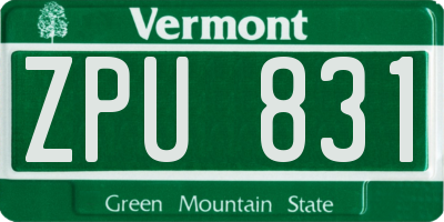 VT license plate ZPU831