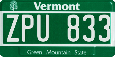 VT license plate ZPU833