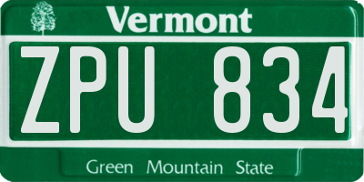 VT license plate ZPU834