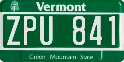 VT license plate ZPU841