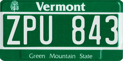 VT license plate ZPU843
