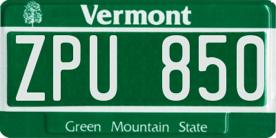 VT license plate ZPU850