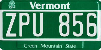 VT license plate ZPU856