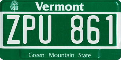VT license plate ZPU861