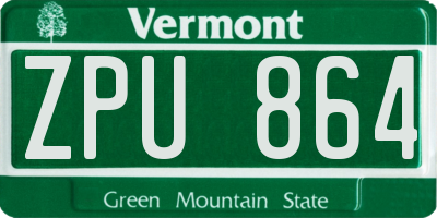 VT license plate ZPU864
