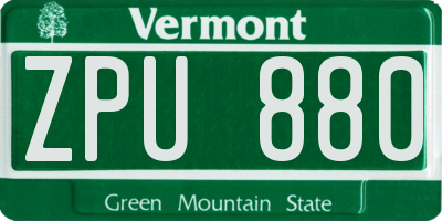 VT license plate ZPU880