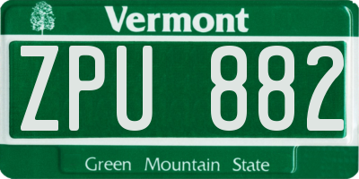 VT license plate ZPU882