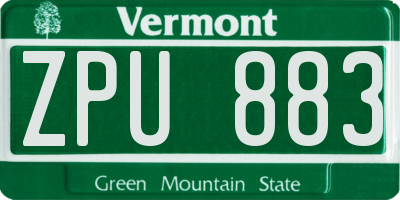 VT license plate ZPU883
