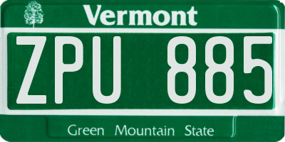 VT license plate ZPU885