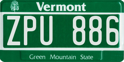 VT license plate ZPU886