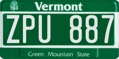 VT license plate ZPU887