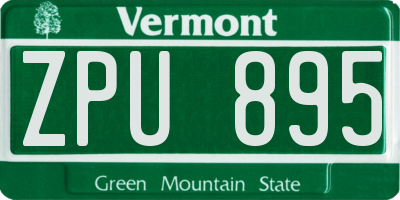 VT license plate ZPU895