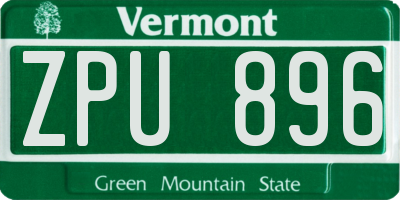 VT license plate ZPU896