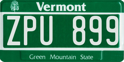 VT license plate ZPU899