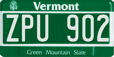 VT license plate ZPU902