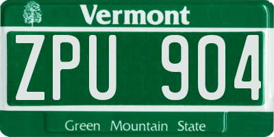 VT license plate ZPU904