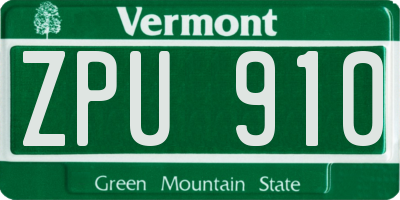 VT license plate ZPU910
