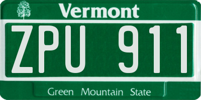 VT license plate ZPU911