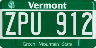 VT license plate ZPU912