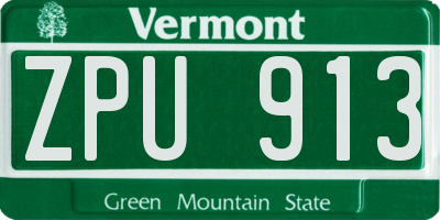 VT license plate ZPU913
