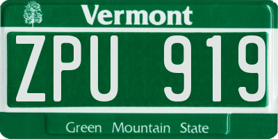 VT license plate ZPU919