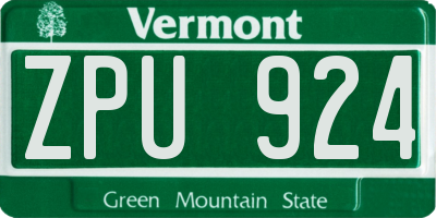 VT license plate ZPU924