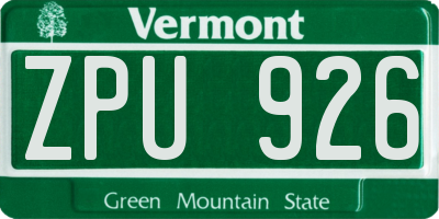 VT license plate ZPU926