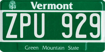 VT license plate ZPU929