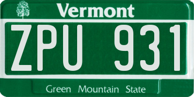 VT license plate ZPU931