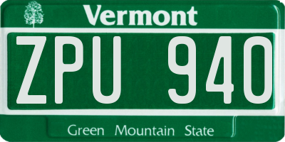 VT license plate ZPU940