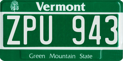 VT license plate ZPU943