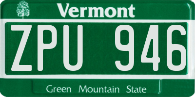 VT license plate ZPU946