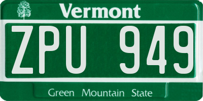 VT license plate ZPU949
