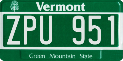 VT license plate ZPU951