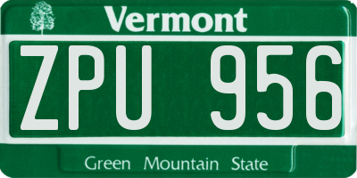 VT license plate ZPU956