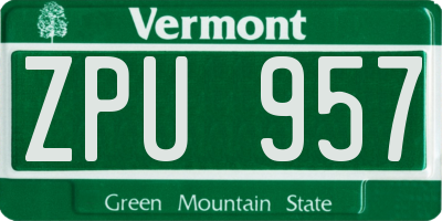 VT license plate ZPU957