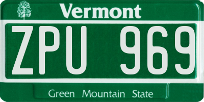 VT license plate ZPU969
