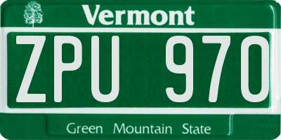 VT license plate ZPU970
