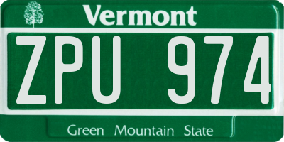 VT license plate ZPU974