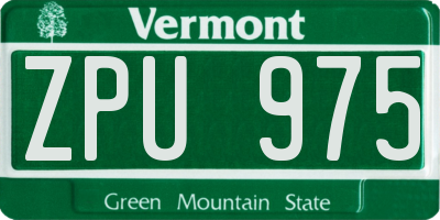 VT license plate ZPU975