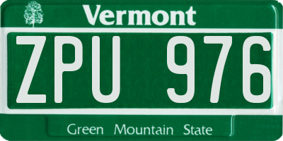 VT license plate ZPU976