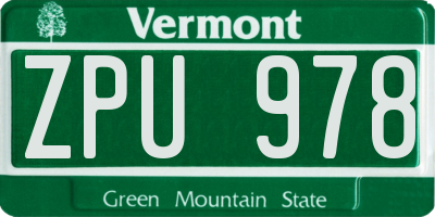 VT license plate ZPU978