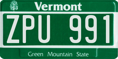 VT license plate ZPU991